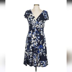 Lauren Ralph Lauren Navy and White Floral Midi Dress